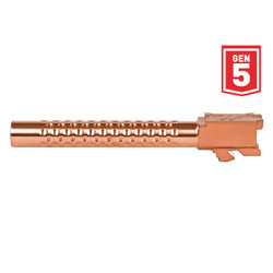 ZEV Optimized Match Barrel For Glock 34, Gen5, Bronze - ZEV Optimized Match Barrel For Glock 34, Gen5, Bronze - ZEV Optimized Match Barrel For Glock 34, Gen5, Bronze - Pointing Left